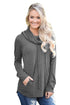 Sexy Charcoal Drawstring Cowl Neck Sweatshirt